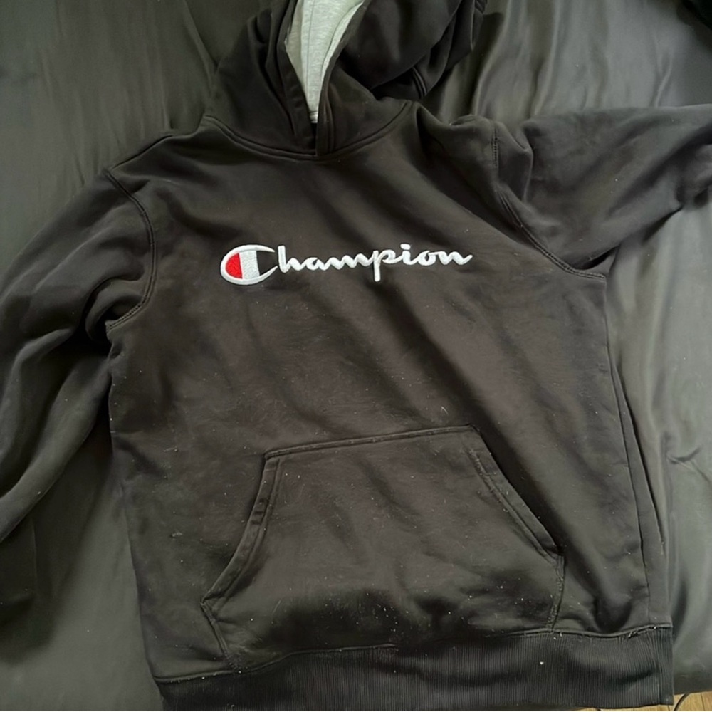 Champion Black Hoodie with Logo